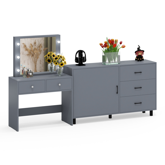 Туалетные столики, Косметический столик с лампочками СТ-5 и комод-тумба 122-1504