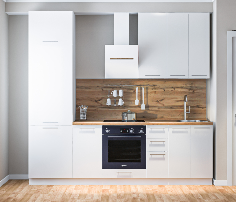 Кухонные гарнитуры, Кухонный гарнитур Регина Белый/Анна МДФ Белый глянец 2,6 м