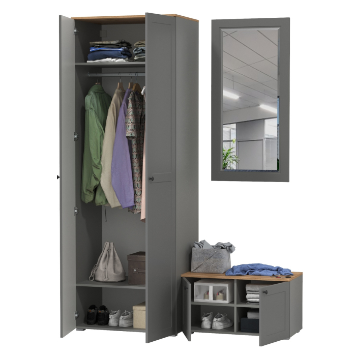 Прихожие, Тумба две дверки и шкаф для одежды с зеркалом Остин