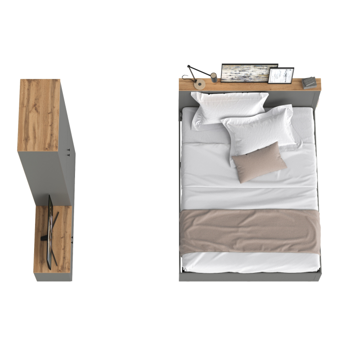 Спальные гарнитуры, Кровать двухспальная Остин с ортопедическим основанием с тумбой 13.257 и шкафом 16.307