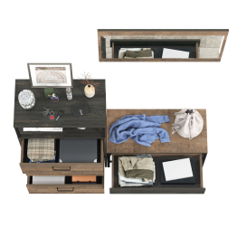 Комод с ящиками и обувница с сиденьем с зеркалом Трувор