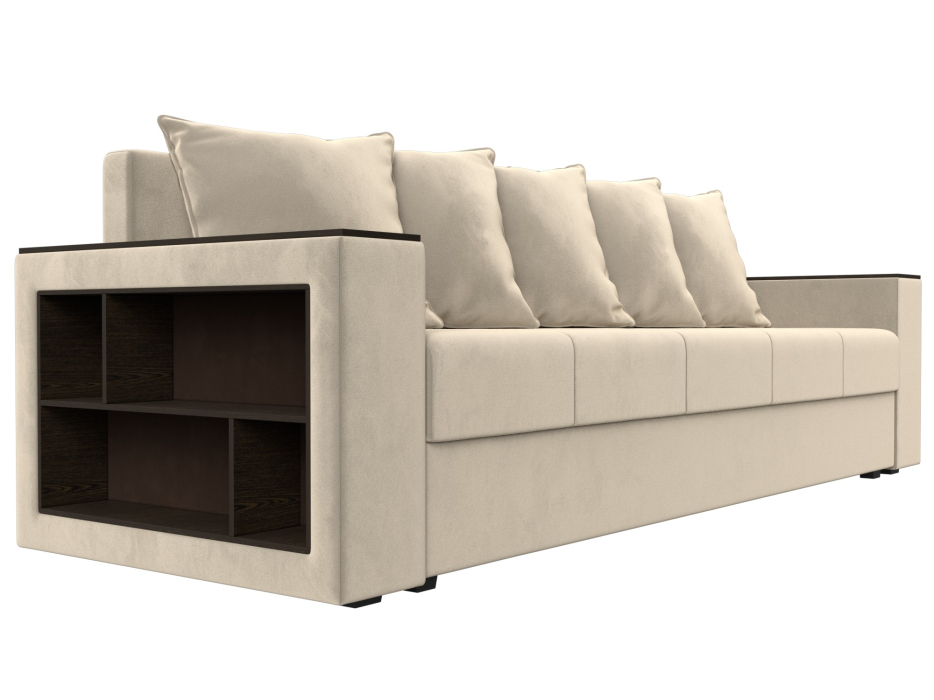 Диваны кровати со спальным местом, Диван прямой Дубай Лайт полки слева, микровельвет