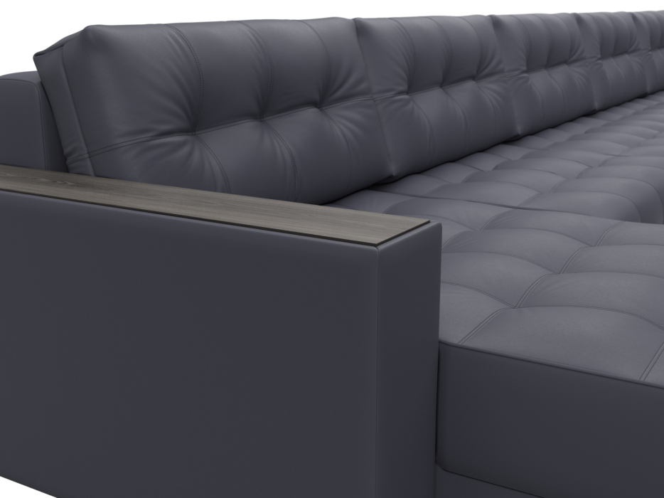 Диваны еврокнижки, Диван П-образный с декором Лига-049 НПБ Мегалонг, экокожа GRIFON