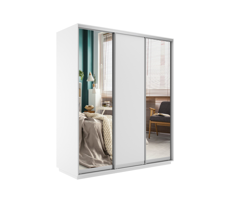 Шкафы-купе, Шкаф-купе Экспресс Медиум (2 зеркала) трио 2400 x 1800 x 600