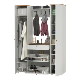Два шкаф-пенала с полками и обувница с вешалкой для верхней одежды Остин