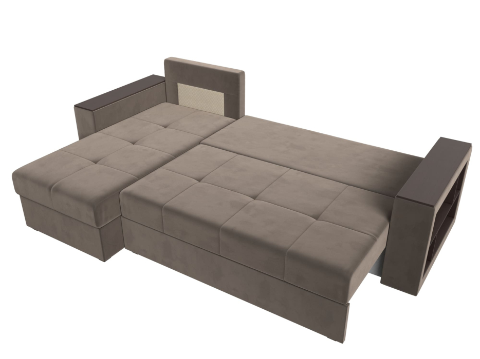 Диваны угловые в гостиную, Диван угловой Дубай Лайт, велюр, левый угол