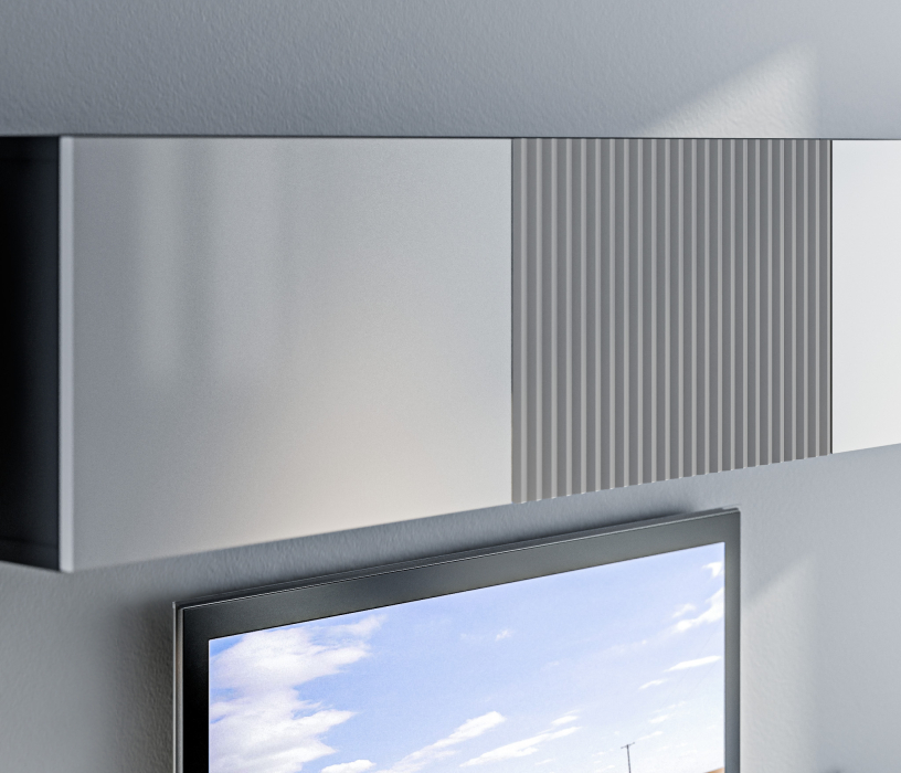 Стенки для гостиной, Гостиная (стенка) 3 на ножках Тренд Диамант серый / МДФ Джаз Светло-серый