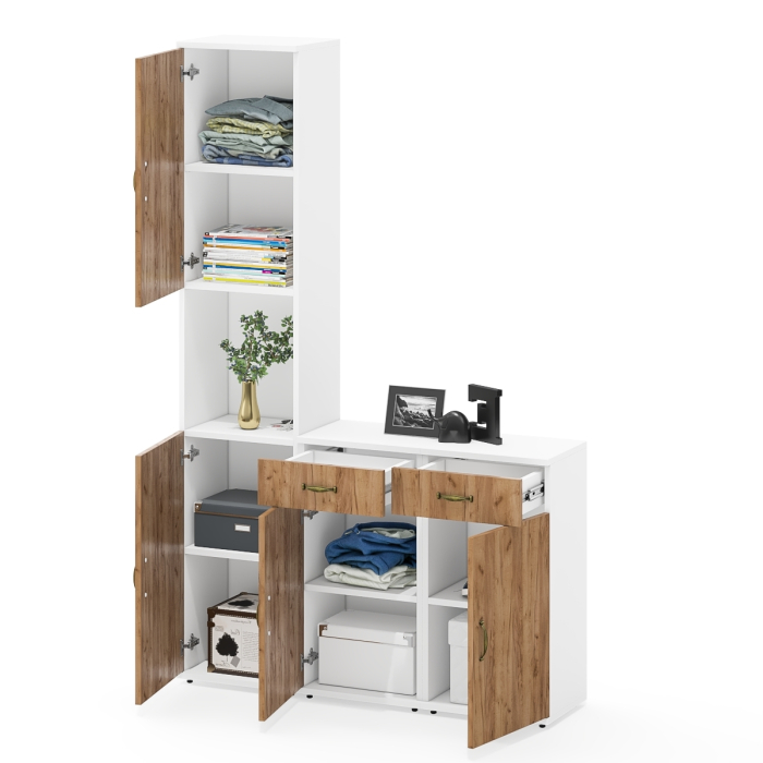 Домашние кабинеты, Две тумбы с ящиком и дверкой и пенал для рабочего кабинета Лидер-8