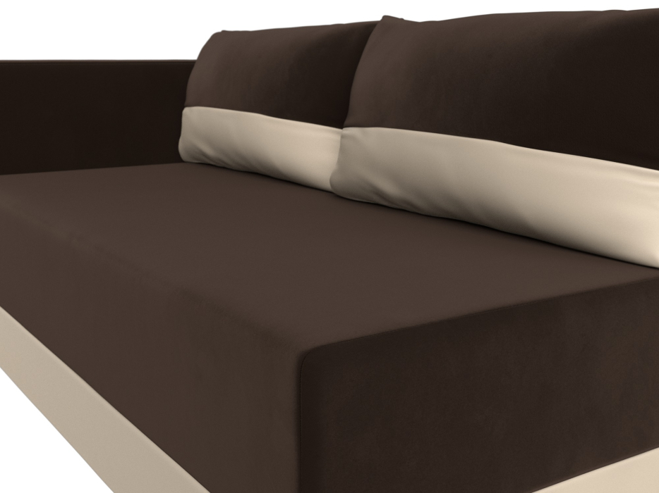 Кушетка диван, Кушетка Никас левая, микровельвет / экокожа