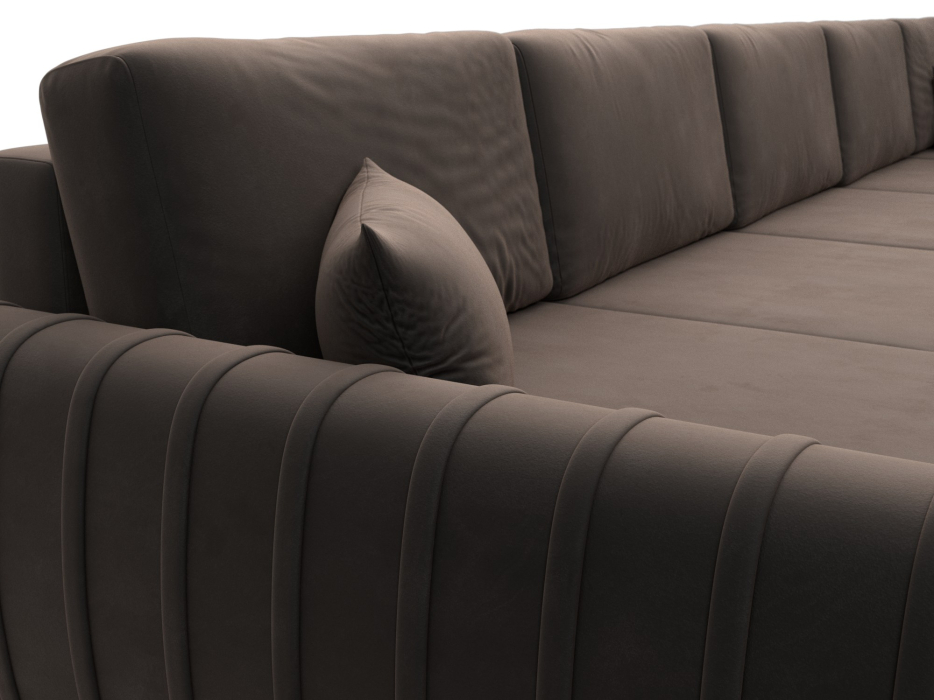 Диваны угловые в гостиную, Диван П-образный Лига-057 НПБ МегаЛонг, велюр SEVEN