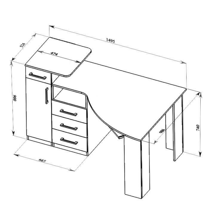 Письменные столы, Угловой Компьютерный Стол Кс-16У Сапсан правый