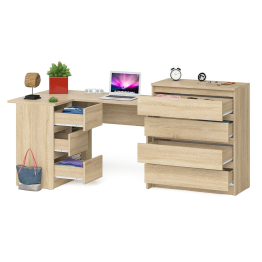 Комод Мори МК800 4-ре ящика с угловым компьютерным столом Мори МС-16 тумба слева