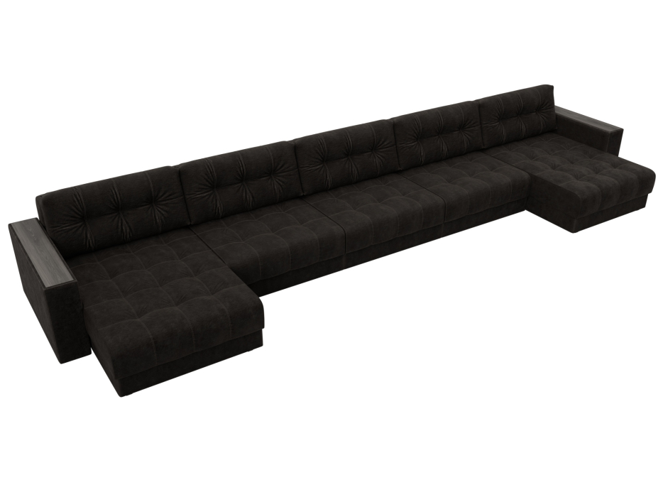 Диваны еврокнижки, Диван П-образный с декором Лига-049 НПБ Мегалонг, велюр BRUT