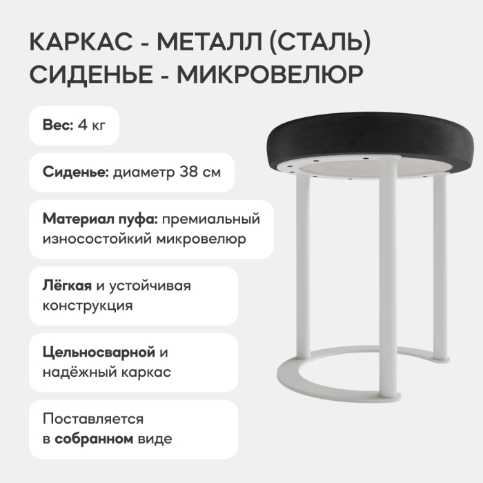 Пуфы дизайнерские, Пуф с металлическим каркасом HORSIX (Белый)