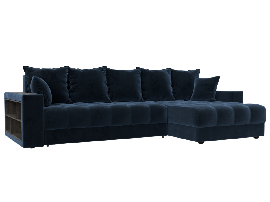Диваны угловые в гостиную, Диван угловой с декором и полкой Лига-050 НПБ, велюр TOWER