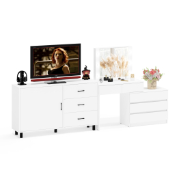 Стол-трансформер косметический с подсветкой 110 и комод-тумба три ящика 122-1504