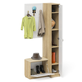 Вешалка для верхней одежды с обувницей с мягким сиденьем и пенал П-6-500 фрезеровка прованс