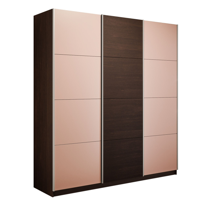 Шкафы-купе 3-х дверные, Шкаф-купе Прайм 3-х дверный Стекла пудра/ДСП/Доводчики 180х57х230