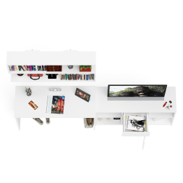 Тумба большая с дверками и нишами с письменным столом Мори и верхней полкой на 1200