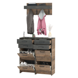 Две тумбы для обуви с ящиками и вешалкой для верхней одежды Трувор