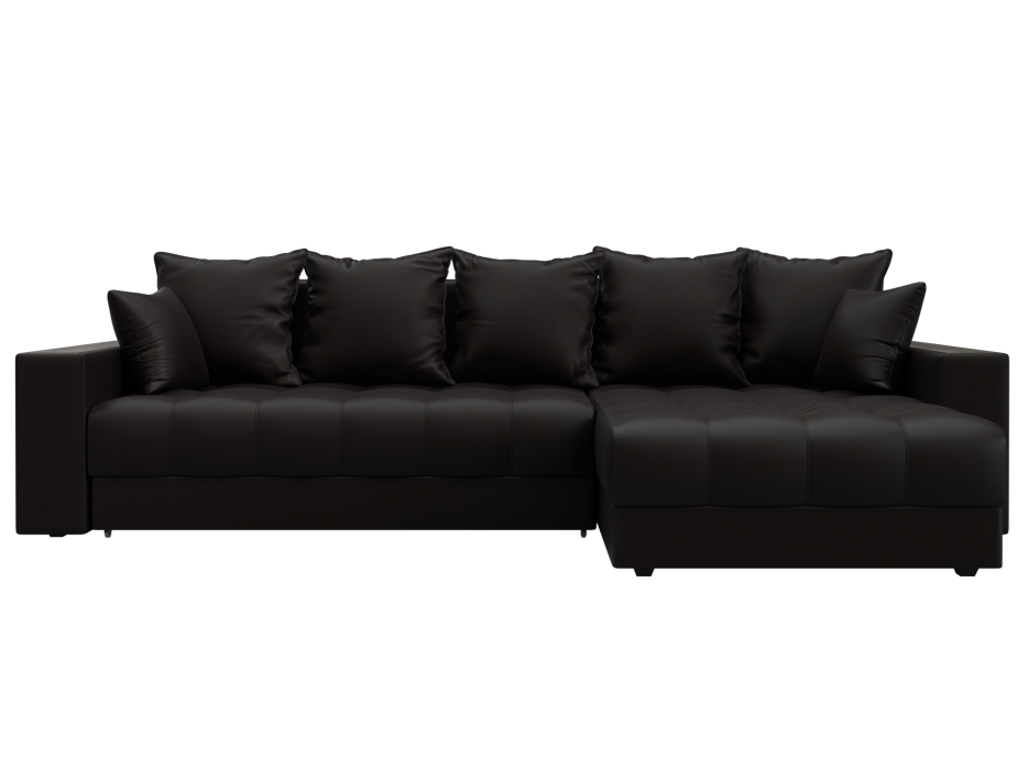 Диваны угловые в гостиную, Диван угловой с декором и полкой Лига-050 НПБ, экокожа GRIFON