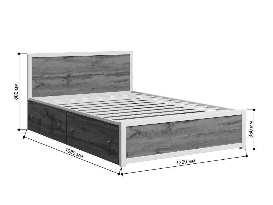 Кровати 120 см, Кровать Титан Лофт 120 белый