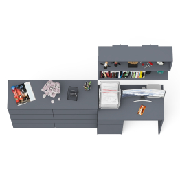 Комод на восемь ящиков МК1200.8 Мори с компьютерным столом МС-1 левый и верхней полкой 900