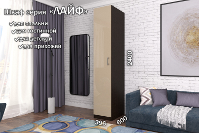 Распашной шкаф Лайф с полками 40*60*240 Венге