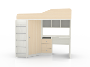 Кровать чердак Кадет 1 с металлической лестницей, Белое Дерево