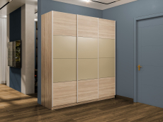 Шкафы-купе 3-х дверные, Шкаф-купе Эста 3-х дверный ДСП/Стекла фисташка/Доводчик 300х66х240