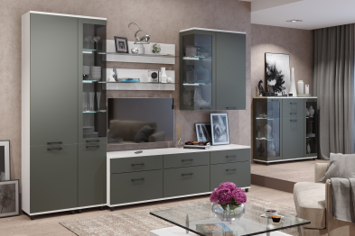 Модульная гостиная Грейс композиция 5  Снежный Ясень