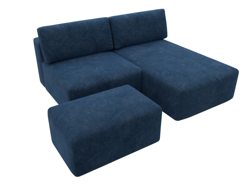 Диваны угловые в гостиную, Диван угловой модульный с пуфом Лига-060 НПБ угол универсальный, велюр BRUT