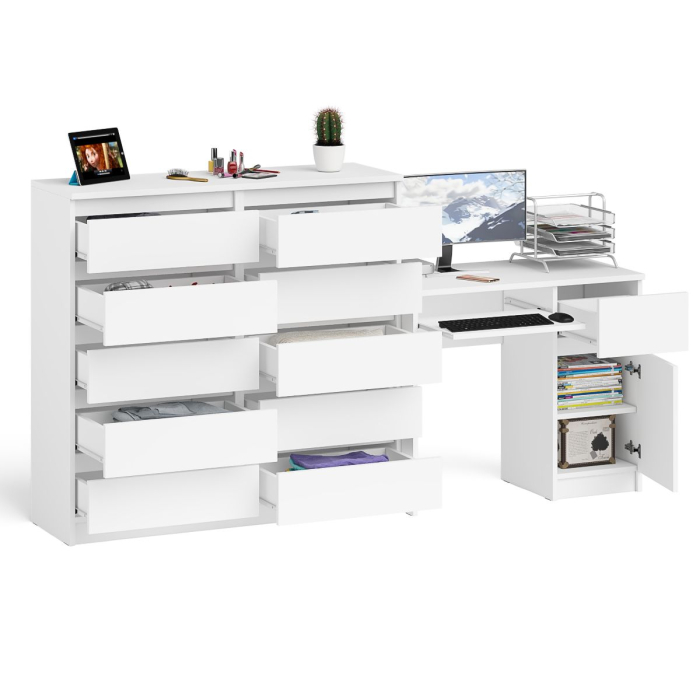 Компьютерные столы, Комод большой МК1200 10-ть ящиков Мори и стол компьютерный МС-1 правый