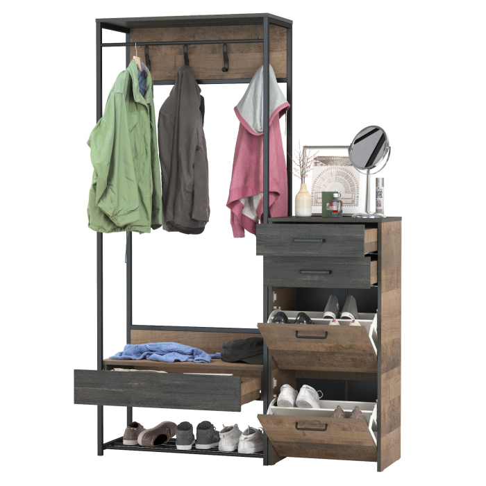 Прихожие, Прихожая Трувор 15.120 с тумбой для обуви 13.241.06 Тдуб гранж песочный/интра