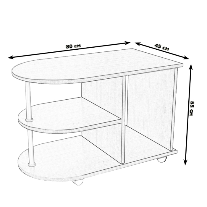 Журнальные столики, Стол журнальный МД-СЖ-4 на колёсиках