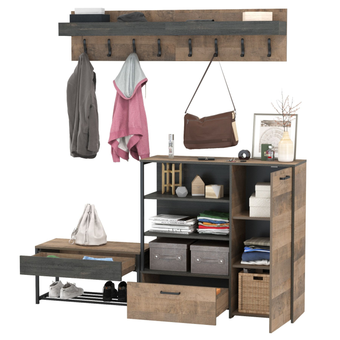 Прихожие, Обувница для прихожей Трувор с комодом и двумя вешалками для одежды