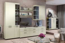 Стенки для гостиной, Модульная гостиная Грейс композиция 5  Серый Кашемир