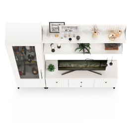 Тумба под ТВ с пеналом и двумя навесными полками Валенсия № 56