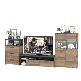 Тумба для аппаратуры с комодом с тремя ящиками и с комодом с подсветкой Трувор