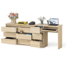 Комод Мори МК1200 6-ть ящиков со столом компьютерным МС-6 левым