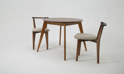 Стол Сканди К 90 орех со стульями Франк орех велюр бежевый
