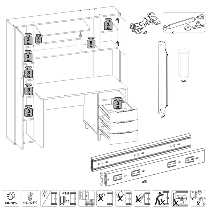 Прямые компьютерные столы, Столы рабочие для домашнего офиса для двоих детей Комфорт 12.95N