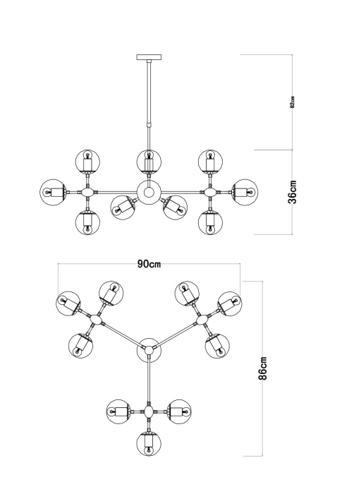 Люстра подвесная, Люстра подвесная BOLLA 12п