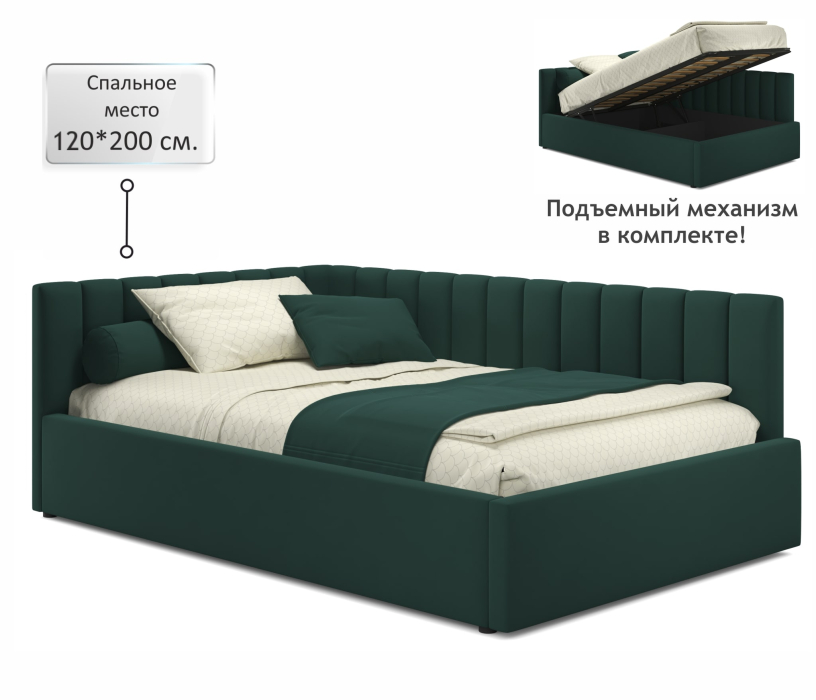 Мягкая кровать, Мягкая кровать Milena 1200 с подъемным механизмом