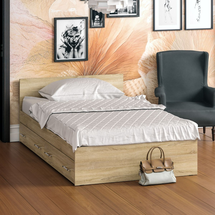 Кровати, Полутороспальная кровать с ящиками Стандарт 1200