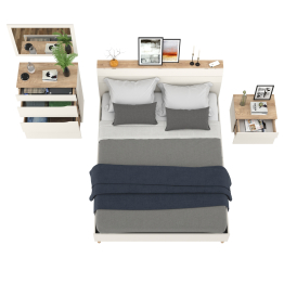 Кровать Муссон 1600 с ортопедическим основанием с тумбочкой и комодом с зеркалом