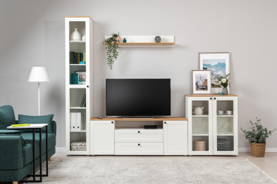 Шкаф-витрина 16.394.03 Остин Белый шагрень