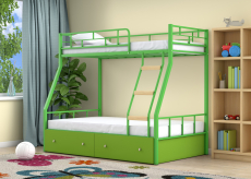 Для подростков, Двухъярусная кровать Радуга ящики зеленый