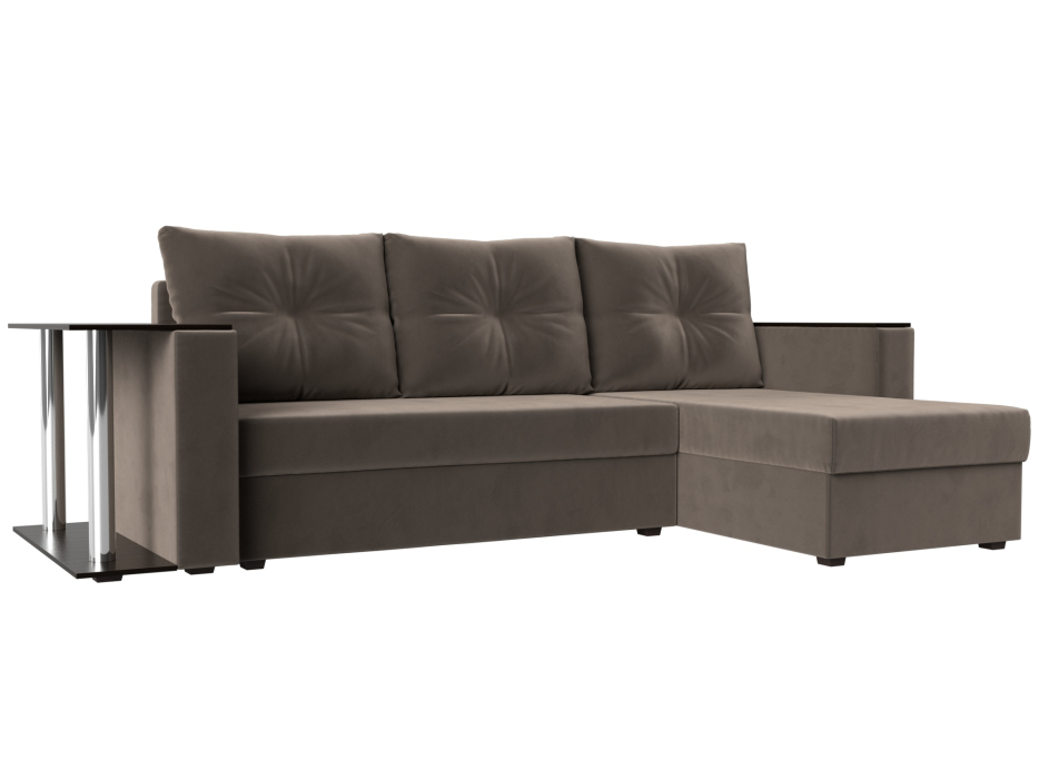 Диваны угловые в гостиную, Угловой диван Атланта правый угол, велюр