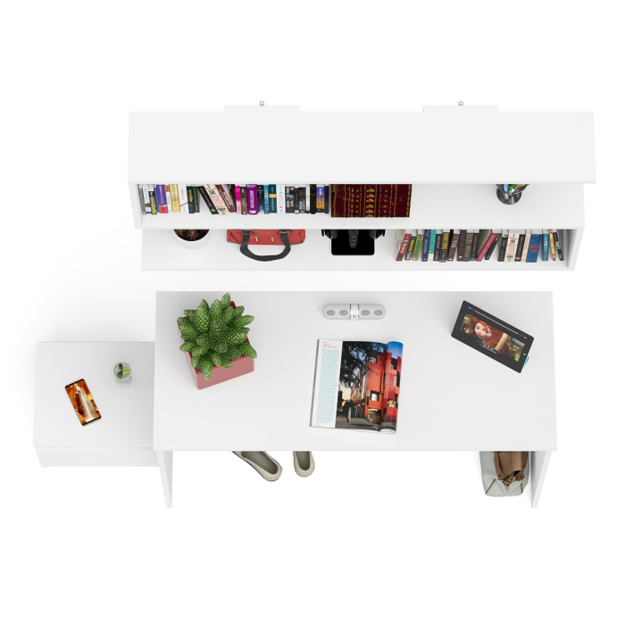 Прямые компьютерные столы, Стол письменный Мори 1200 с тумбочкой и навесной полкой 1200